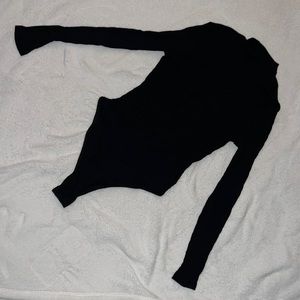 Black long sleeve bodysuit with zipper and buttons on bottom size medium
